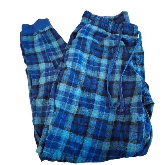 Old Navy Mens Size Medium Plaid Flannel Jogger Pajama Pants Blue Lounge Sleep - Picture 1 of 8